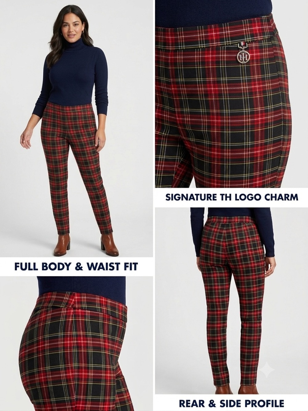 Tommy Hilfiger Plaid Skinny Ponte Pants Size 8